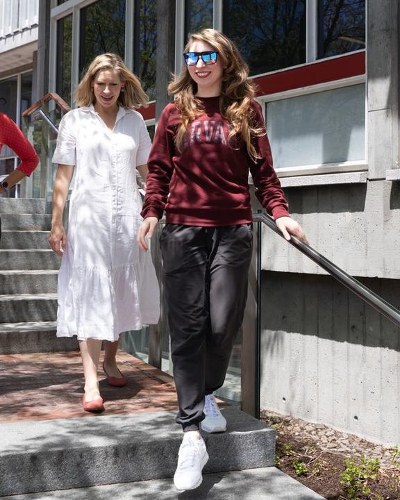 two women walking